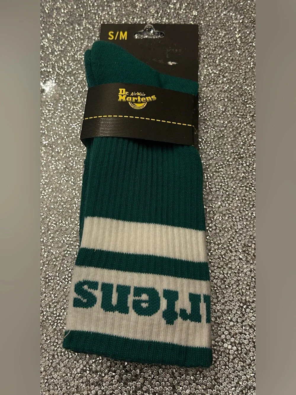 Dr. Martens Green & White Ribbed Crew Socks